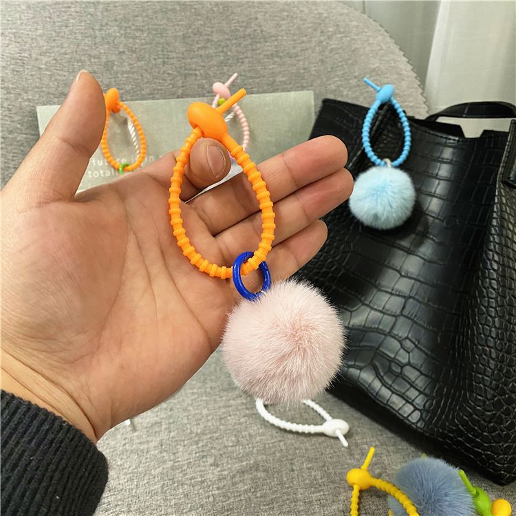 Bag Charm New Creative Cute Plush Bag Pendant Candy Color Girl Keychain Car Keychain Mobile Phone Case Accessories_voghion.com