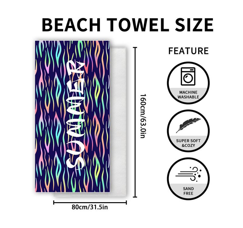 Telo mare ad asciugatura rapida - Flanella bifacciale con stampa colorata (super assorbente, leggero e compatto, perfetto per viaggi, piscina e vacanze)_voghion.com