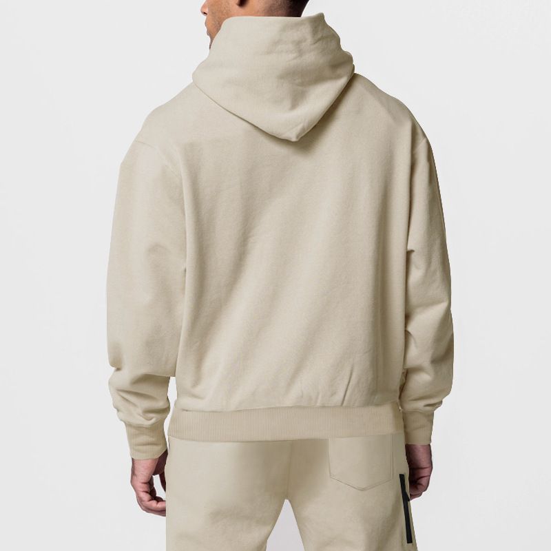 Abbigliamento maschile autunno e inverno uomo tinta unita pantaloni a maniche lunghe con cappuccio sport tempo libero pile caldo e comodo vestito_voghion.com