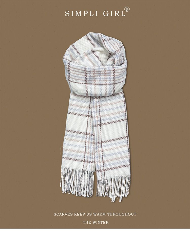 Korean Style Plaid For Women Winter 2025 New High-end Versatile Warm Neck Scarf Student Couple Shawl Dual-use_voghion.com