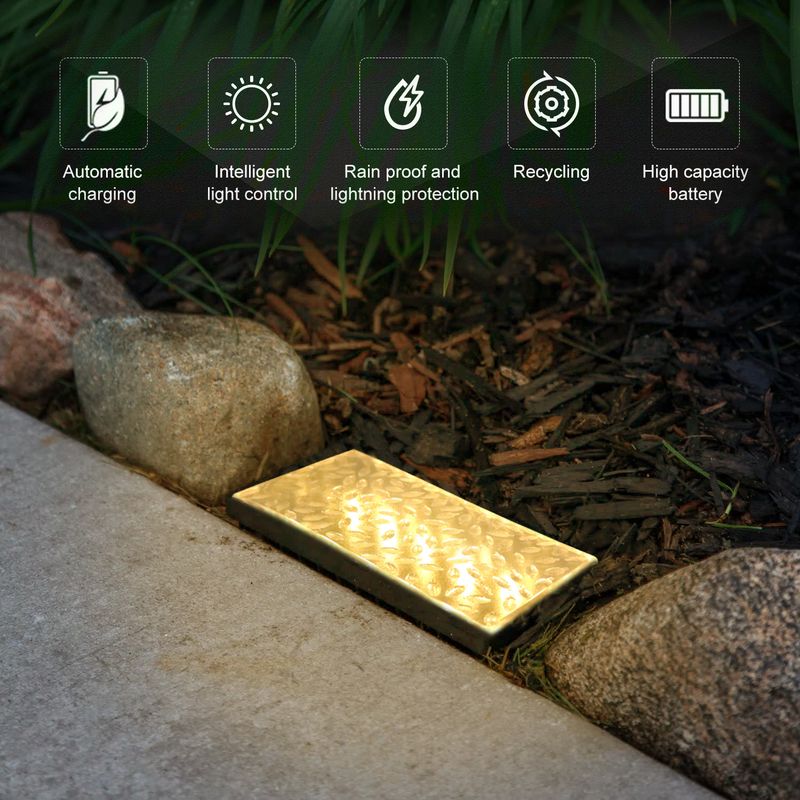 Solar-Sechseck-Eisziegel-Licht – wasserdichte 6-LED-Dekoration für Gartenwege im Freien, Warm-/Kaltweiß (95 x 63 mm)_voghion.com