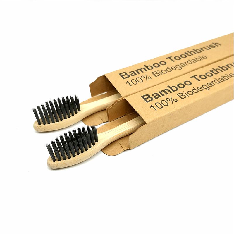 Bamboo flat wavy toothbrush, sharpened soft bristled wood bamboo toothbrush_voghion.com
