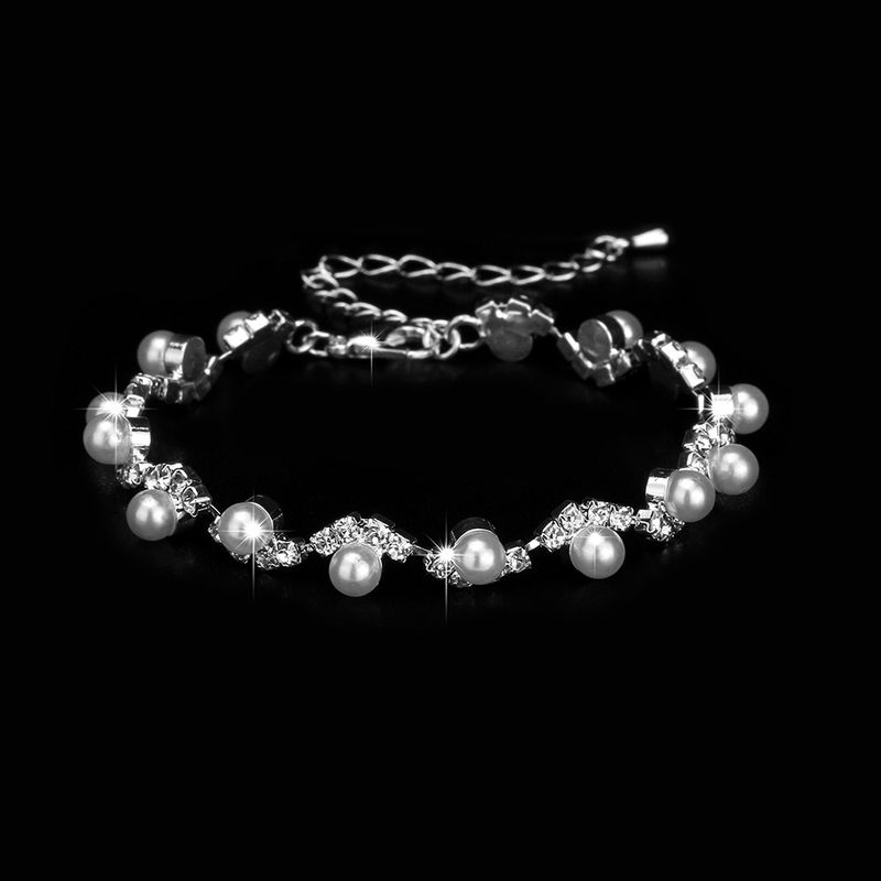 AQUA LUXE - Pearl & Diamond Bridal Jewelry Set (3-Piece Claw Chain Set, Water-Inspired Elegance, Hot Seller)_voghion.com