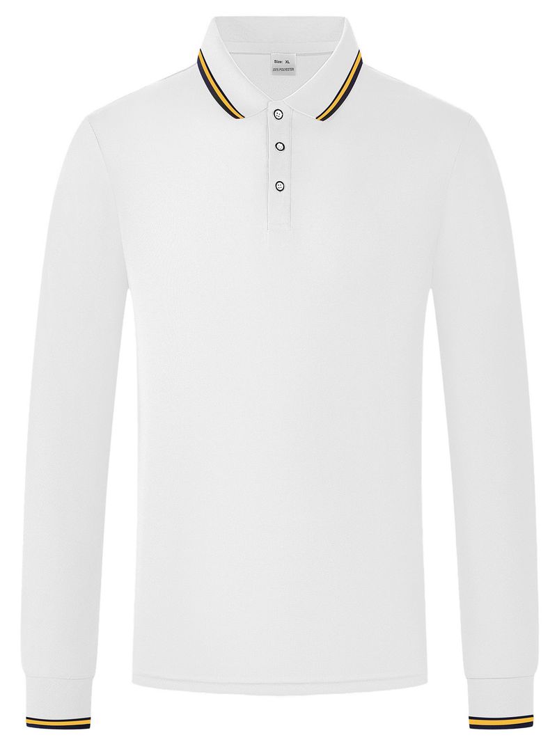 Men's Breathable Jacquard Polo Shirt - Loose Fit Long Sleeve Casual Top For Golf & Everyday Wear_voghion.com