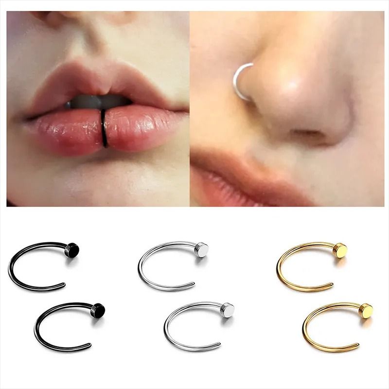 2/6 pezzi di anelli finti per il naso da donna, anelli per labbra in acciaio inossidabile 316L, anelli per labbro, piercing per narice, piercing per naso_voghion.com