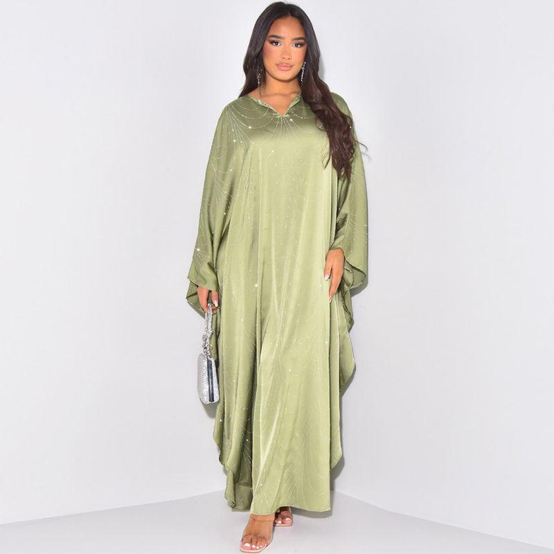 Women's Clothing Modest Spring And Summer New Women's Fashion Loose Hot Diamond Robe Dress_voghion.com