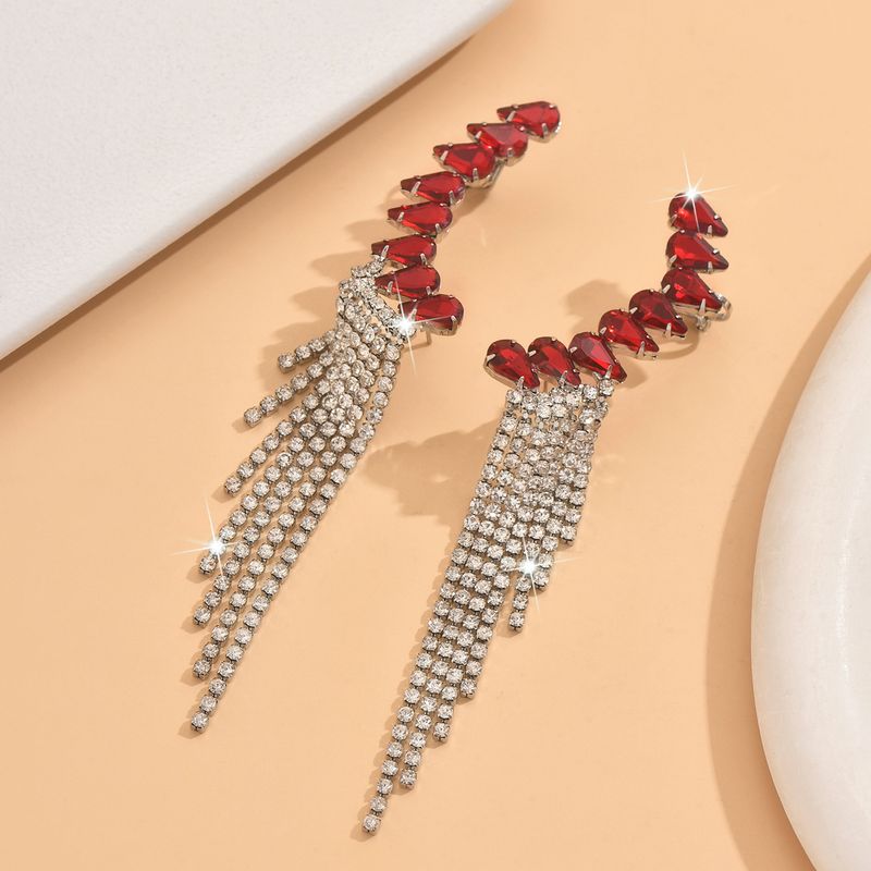 Unisex Earrings Personalized Tassel Earrings Fashionable Temperament Super Flash Diamond Claw Chain Earrings_voghion.com