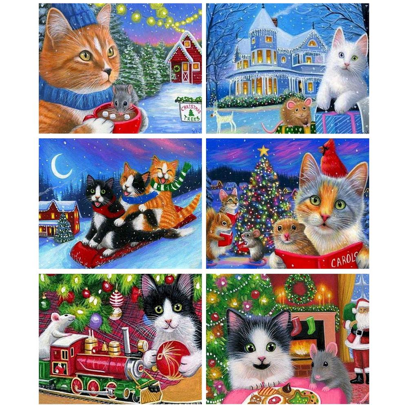 RUOPOTY Classic Paint By Numbers Handmade Decorative Paintings Christmas Cat and Mouse Animals Painting Numbers Home Decor_voghion.com
