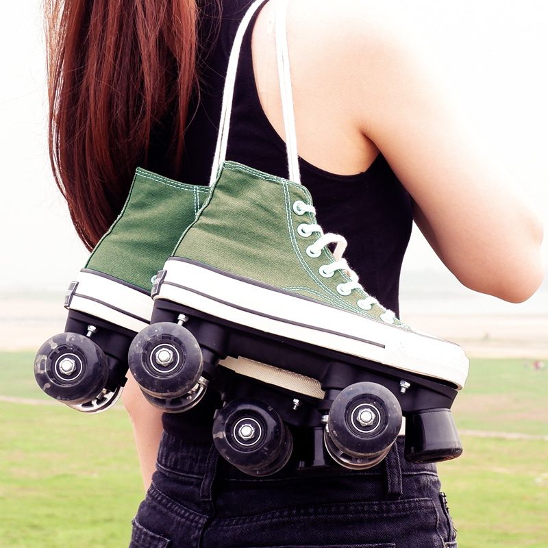 Kinderkleidung Zweireihige Rollschuhe für Erwachsene High-Top-Canvas-Skates Vierrad-Rollschuhe für Jungen und Mädchen Kinder Freizeit Blinkende Räder_voghion.com