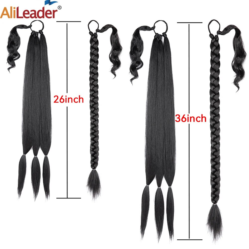 26 "36" extra lunghi con cravatta estensione coda di cavallo sintetica capelli finti dritti coda finta intrecciata fai da te_voghion.com