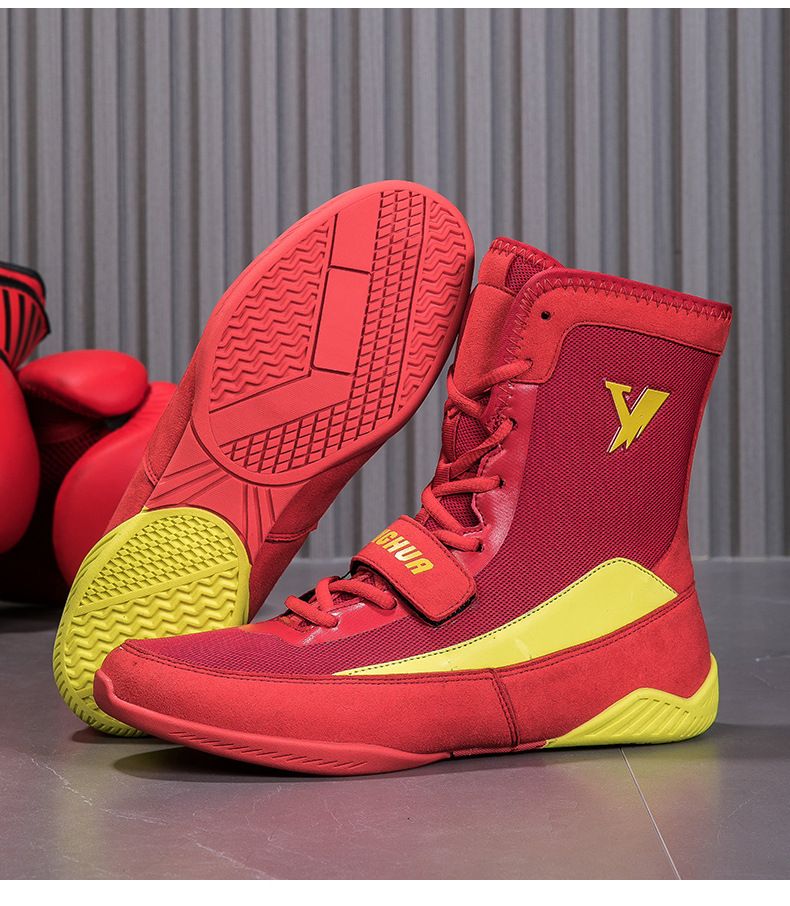 Herrenschuhe Neue atmungsaktive, rutschfeste High-Top-Trainings-Wrestlingschuhe für Herren, leichte, verschleißfeste Boxschuhe_voghion.com