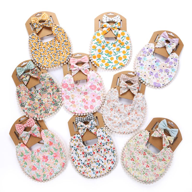 Ins Nieuwe Kinder Baby Speeksel Handdoek Linnen Katoen Comfortabel en ademend Bedrukking Dubbelzijdig Slab Hoofdband Set Boerendoeken_voghion.com