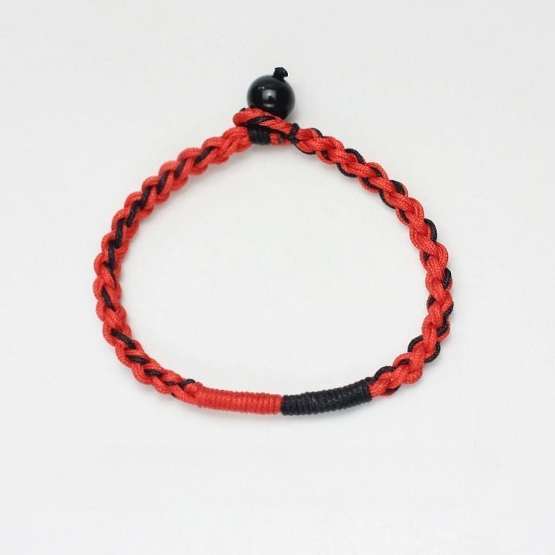 RedBi Rabbit Same Devil Red Black American Street Style Zodiac Year Niche Design Woven Bracelet_voghion.com