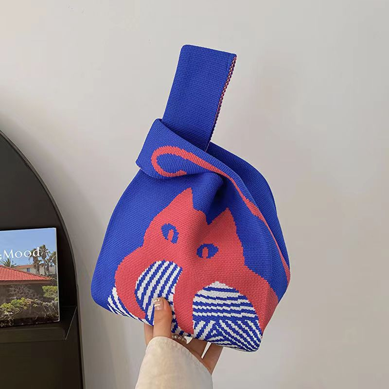 ins Panda Borsa a mano Borsa da donna Borsa in maglia Borsa a secchiello in lana con regalo a mano Borsa tote Borsa per il pranzo in scatola_voghion.com