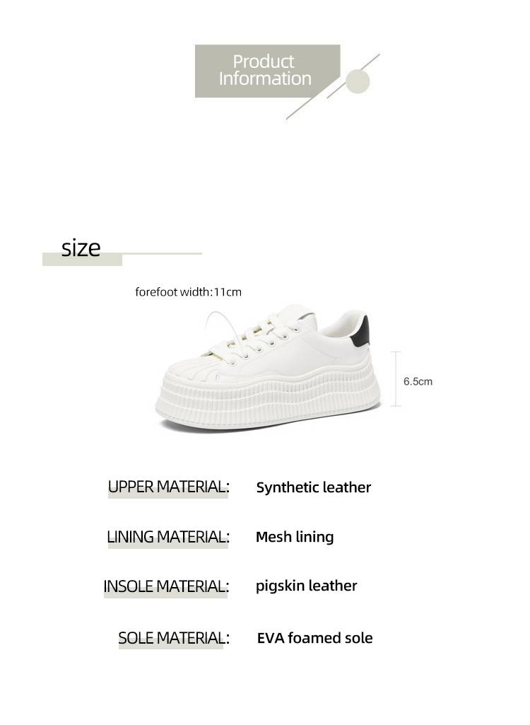 Cameido Women's Lightweight Thick - Soled Biscuit - Style White Sneakers: Casual, Versatile Thick - Soled Skate Shoes_voghion.com