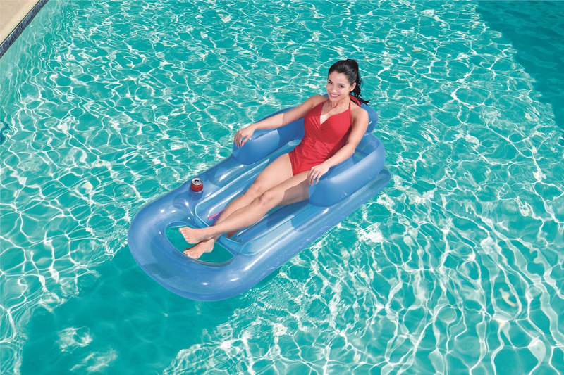 Inflatable Pool Float 161x84cm – Premium PVC Lounge Bed For Adults, Transparent/Blue Color Random – Ultra Durable For Beach, Lake & Pool Parties_voghion.com