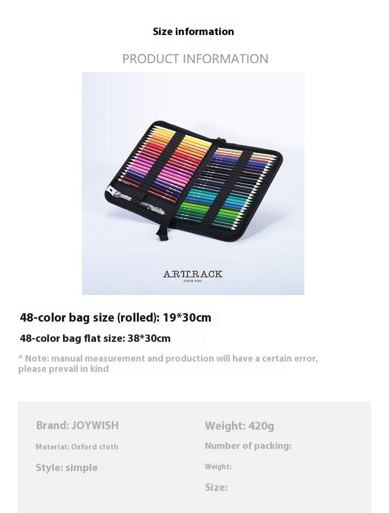 Joywish 72-Farben-Oxford-Tasche mit Reißverschluss für Buntstifte – Bleistift-Organizer für Künstler und Studenten, tragbarer Kunstbedarfskoffer zum Skizzieren und Zeichnen_voghion.com