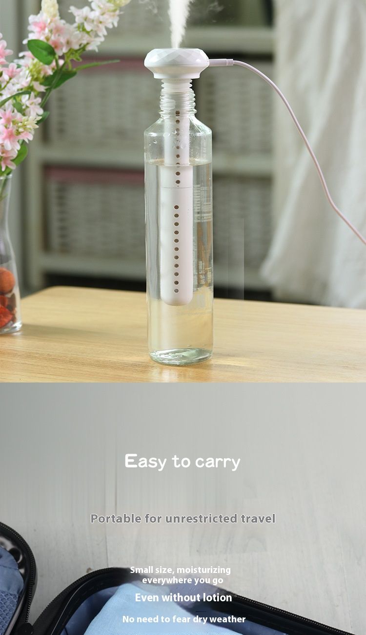 Mini-luchtbevochtiger - USB- en auto-aangedreven ultrasone luchtbevochtiger met 0,5L-tank, stille werking van 36 dB voor kleine ruimtes (wit/roze/blauw)_voghion.com