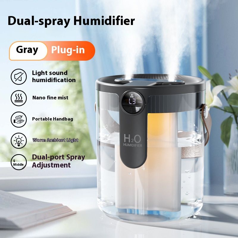 1,5L ultrasone luchtbevochtiger met 3 sproeiers, USB-oplaadbaar, stille werking, nachtlampje voor thuis, kantoor en slaapkamer_voghion.com