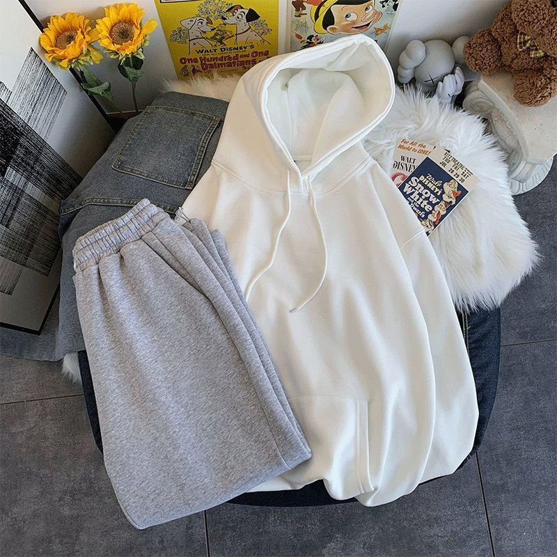 Zweiteiliges Set mit Kapuzenpullover für Herren – Pullover im Retro-Streetstyle mit langen Ärmeln, weicher Cordstoff, leicht und bequem für die Freizeit_voghion.com
