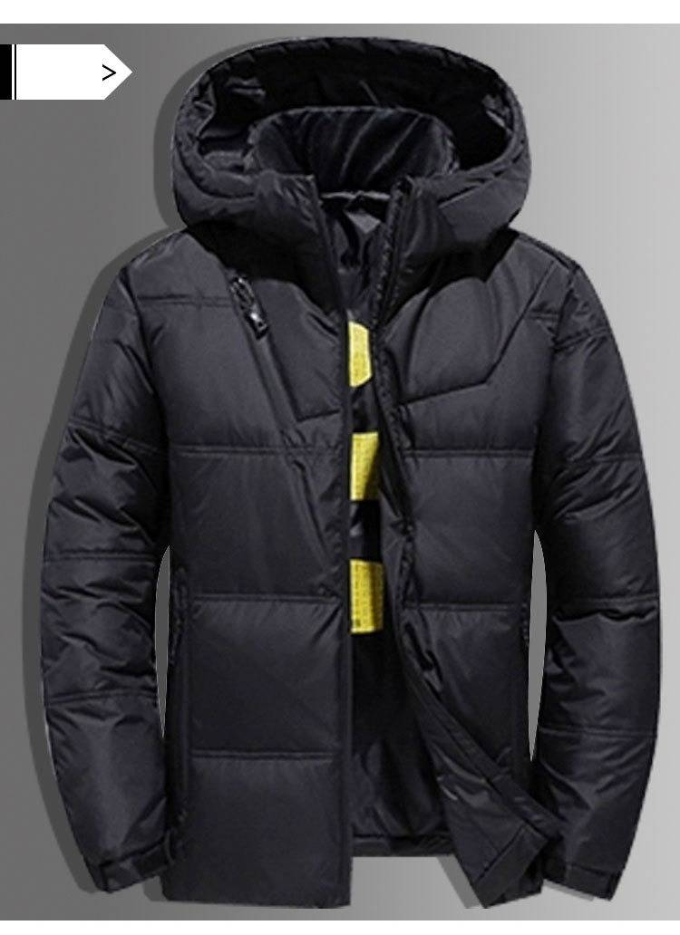 Kurze Herren-Daunenjacke mit Kapuze, leichter Wintermantel für Teenager und junge Erwachsene, wasserabweisend und warm, Grau_voghion.com