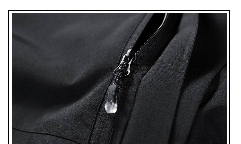 Wasserdichte und winddichte Herrenjacke mit Kapuze – Leichte Outdoor-Wanderjacke für Bergsteigen und den Alltag (Schwarz/Dunkelgrau, M-5XL)_voghion.com