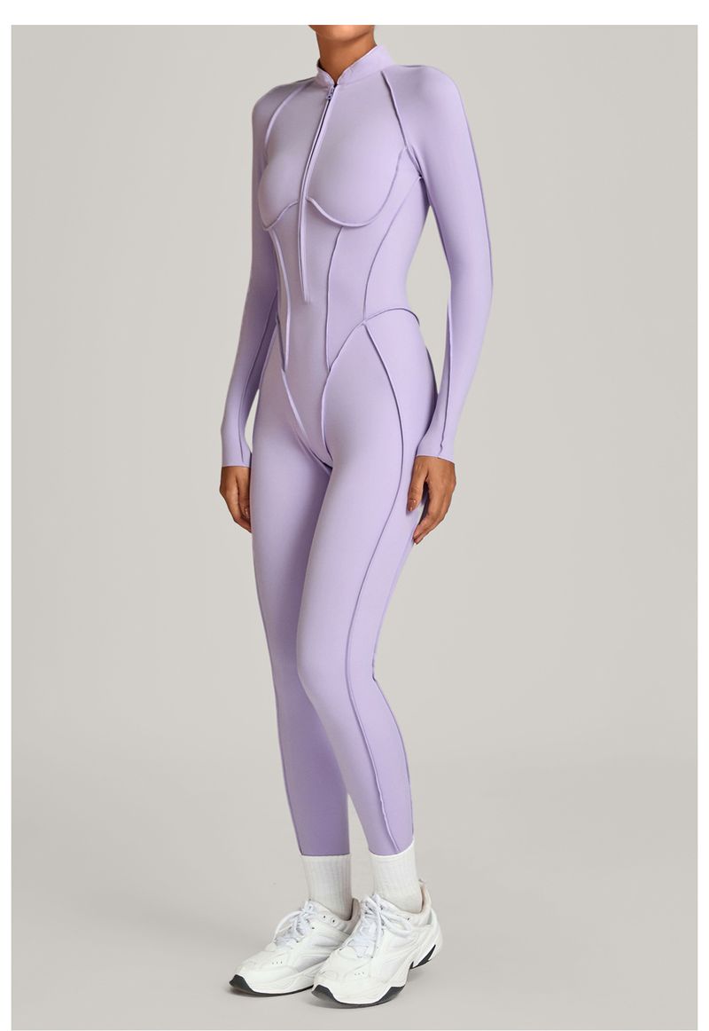 European And American Winter Stand Collar Jumpsuit Half Zipper One-piece Fitness For Women High-intensity Exercise Yoga_voghion.com