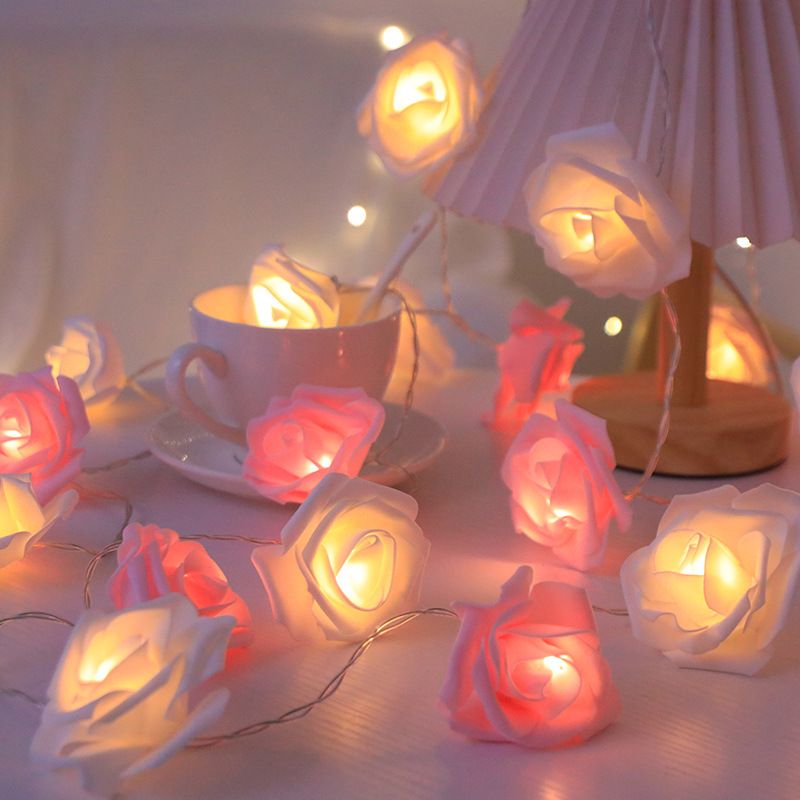 Ragazza Cuore Rosa Bianco Rosa LED Giorno Compleanno Decorazione Stringa Piccola Luce Notturna_voghion.com