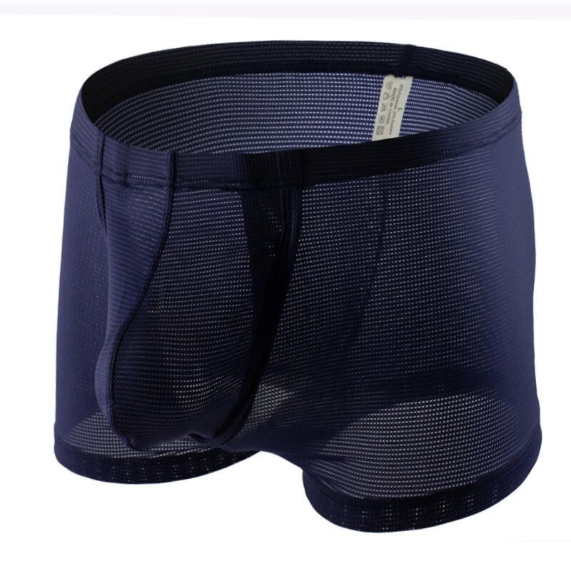 Sexy Men's Underwear Low Waist Fine Mesh Breathable Open Crotch Briefs Raised Pocket Underwear_voghion.com