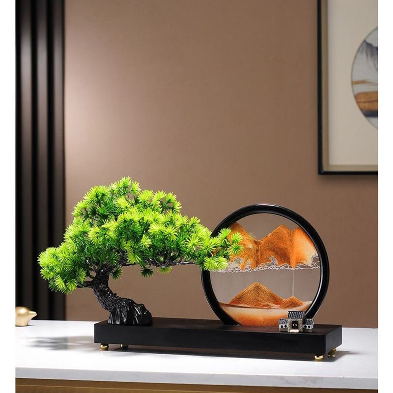 Simulation pseudo accueillant arhat pin coulant peinture sur sable décorations couloir zen chinois étagère Bogu armoire à vin_voghion.com