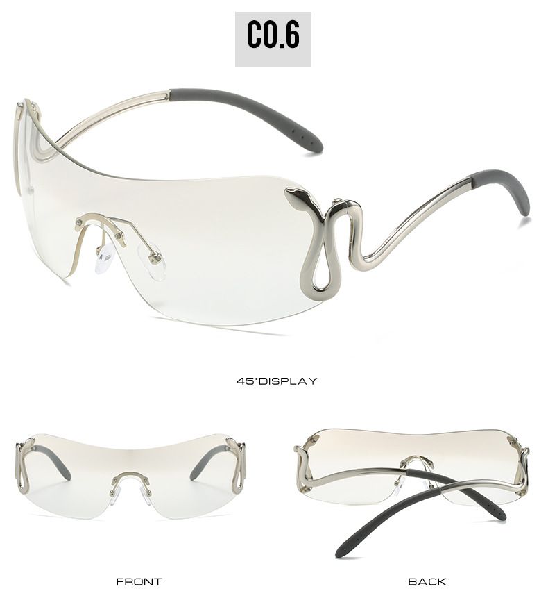 Uemi Nieuwe Mode Randloze Zonnebrillen Voor Vrouwen Mannen Slang Decoratie Metalen Frame Zonnebrillen Tinten UV400 Brillen_voghion.com