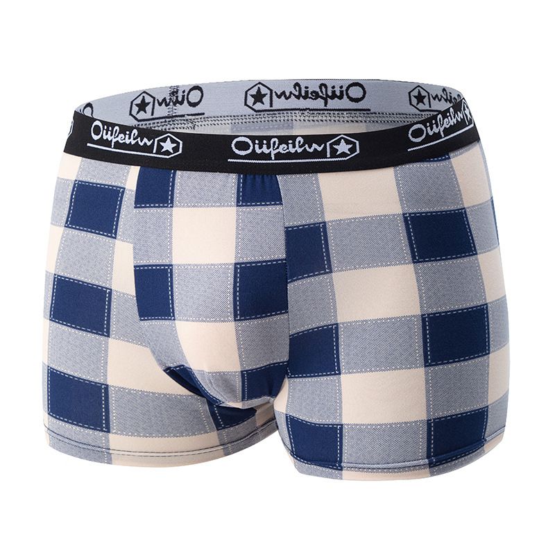 Übersee-Version 4er-Pack Herrenmode Plaid Boxershorts Jugend Männer Elastische Taille Größe Unterwäsche_voghion.com