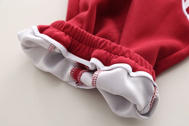 Conjunto de dos piezas para niño: elegante sudadera de manga larga con capucha y pantalón deportivo (80-120 cm), algodón cómodo para otoño y primavera, negro/rojo_voghion.com