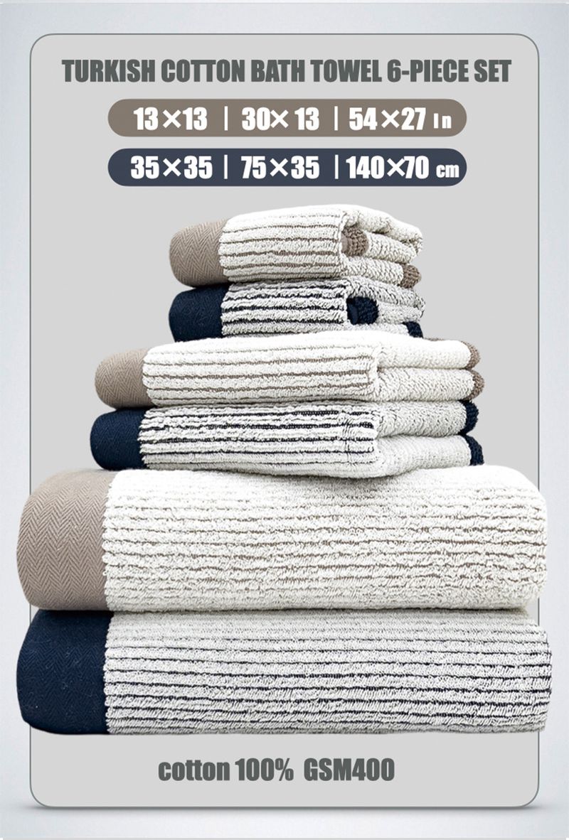 Class A Pure Cotton Towel Bath Towel Square Towel Six-piece Set All-cotton Face Towel Soft And Absorbent_voghion.com
