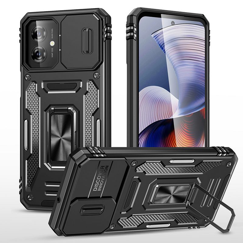 Slid Camera Protect Case For Moto G55 G84 G54 G24 Power G14 G04 G04s G53 G23 G13 E14 E13 G32 Armor Metal Ring Holder_voghion.com