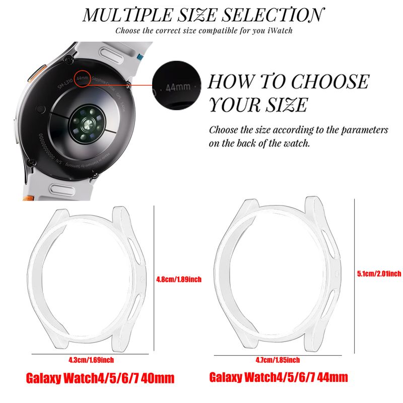 Cover For Samsung Galaxy Watch7 6 5 4 44mm 40mm Protective Case Pc Frame No Glass Protector Bumper Galaxy Watch Case Accessories_voghion.com