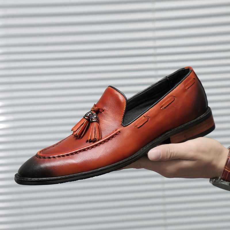 Adatto a tutte le stagioni, 9688 scarpe casual da uomo in vera pelle, basse, con nappe e punta a punta, alla moda primaverile_voghion.com