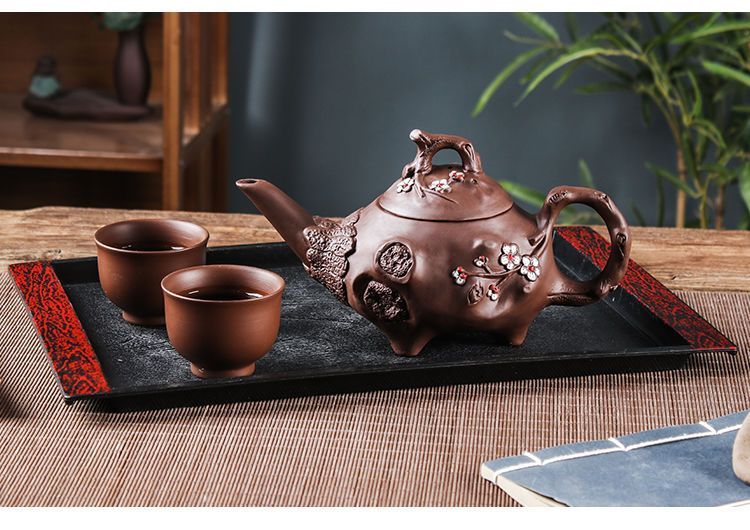 Teiera a molla con beccuccio lungo in argilla Yixing Zisha Zhu, fatta a mano, filtro con foro a sfera, teiera in ceramica di grande capacità per il tè Kung Fu._voghion.com