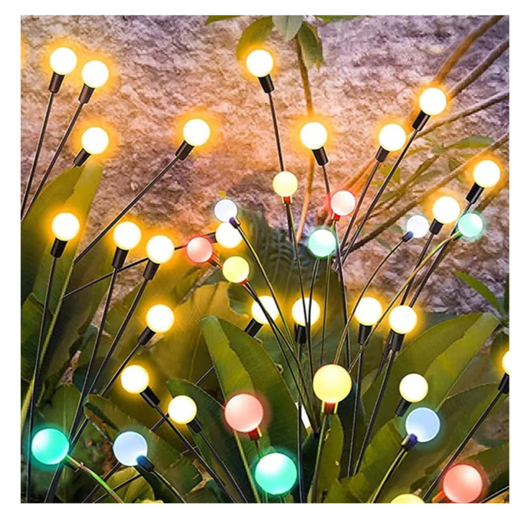 Luzes de jardim decorativas solares para exterior, estilo vaga-lume, à prova d'água, para pátio, jardim, vila, paisagem, com estaca para gramado._voghion.com