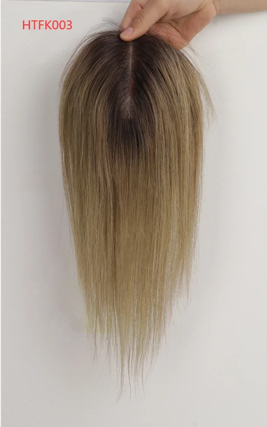 Topper per capelli biondo cenere grigio ombré, 100% capelli umani Remy, per donne, per la perdita dei capelli, base in seta, 3 clip, pezzi di capelli in topper da 12 pollici_voghion.com