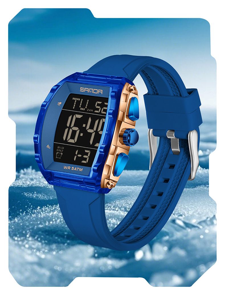 Unisex digitaal horloge met multifunctioneel display, waterdicht, alarm, stopwatch en led-achtergrondverlichting - stijlvol tonvormig ontwerp voor dagelijks gebruik_voghion.com
