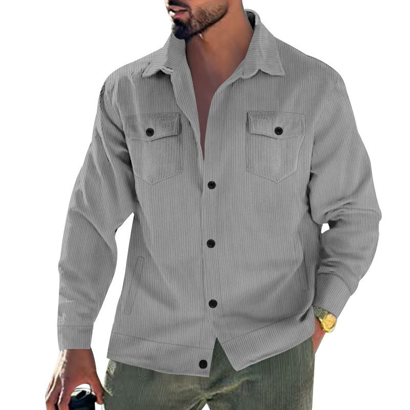 Men's Corduroy Jacket – Single-Breasted Notch Lapel, Breathable & Wrinkle-Resistant, Multi-Pocket Casual Blazer (S-XXXL, Autumn Essential)_voghion.com