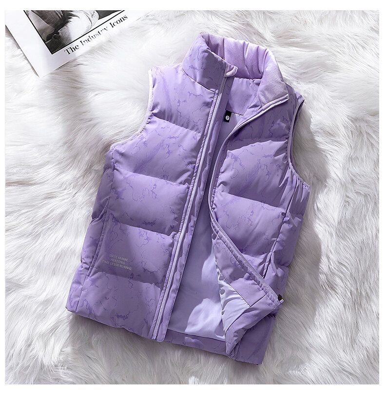 Down vest men's autumn and winter thin and warm vest men's and women's couple vest loose stand-up collar sleeveless jacket men_voghion.com
