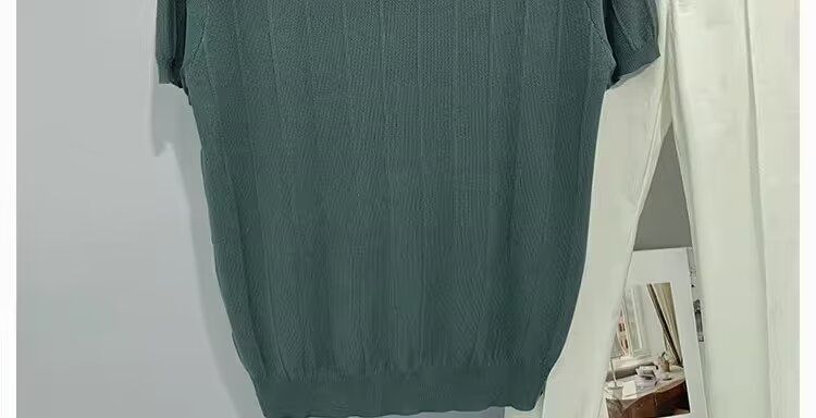 Herrenbekleidung Sommer gestrickte Herrenmarke einfaches und vielseitiges lockeres T-Shirt aus Eisseide mit kurzen Ärmeln cooles Drapieren neue Oberteile für Herren_voghion.com