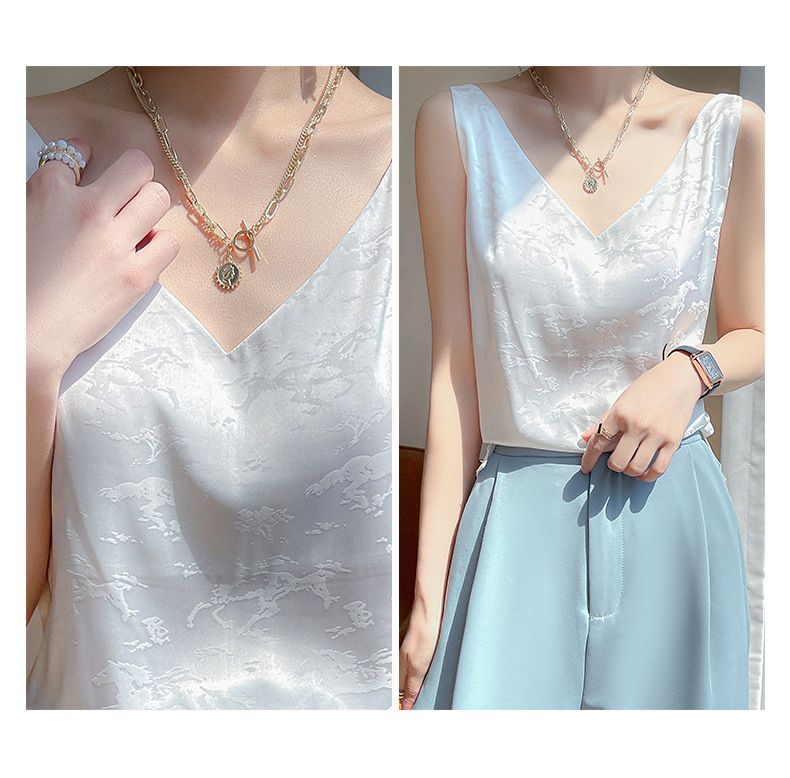 Summer Camisole Women's Interior, High-end Vest, Acetate Top, Base Suit, Jacquard Top_voghion.com