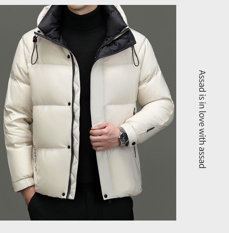 Men's Lightweight Down Jacket With Hood, 650+ Fill Power White Goose Down, Windproof & Warm Winter Coat For Urban Commute, Outdoor Activities_voghion.com