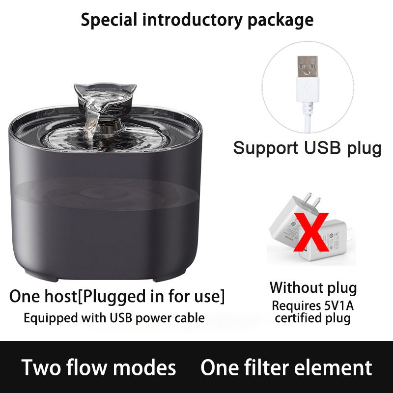 Fontaine à eau pour chats et chiens avec recirculation automatique et filtration, distributeur d'eau électrique USB silencieux, pompe à eau en forme d'oreille de chat._voghion.com