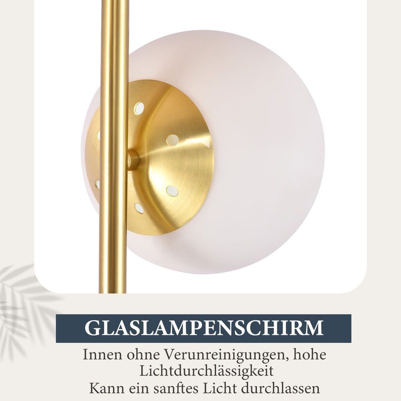 Glitzerlife Stehlampe Gold Modern Stehleuchte - 3 Flammige E27 Design Standleuchte Mit Fußschalter Metall Aus Glaskugel Bodenlampe Für Schlafzimmer Büro Hotel_voghion.com