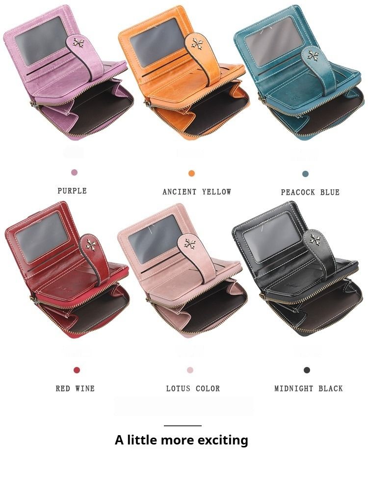 Kleine Geldbörse für Damen mit Reißverschluss, zweifach gefaltet, Vintage-Geldbörse, Gothic-Geldbörse, Mini-Geldbörse aus Leder mit Münzfach_voghion.com
