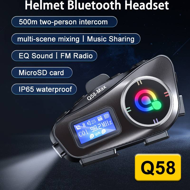 Bluetooth MP3 Mi zenemegosztás LCD kijelzős FM interkom sisakrostélyos headset_voghion.com